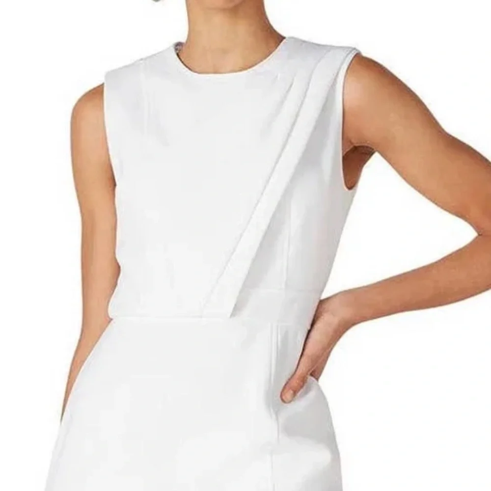 Toccin (NY) Sheath Dress White Sleeveless Lined Crewneck Zip Closure Size 14 EUC - Picture 4 of 4